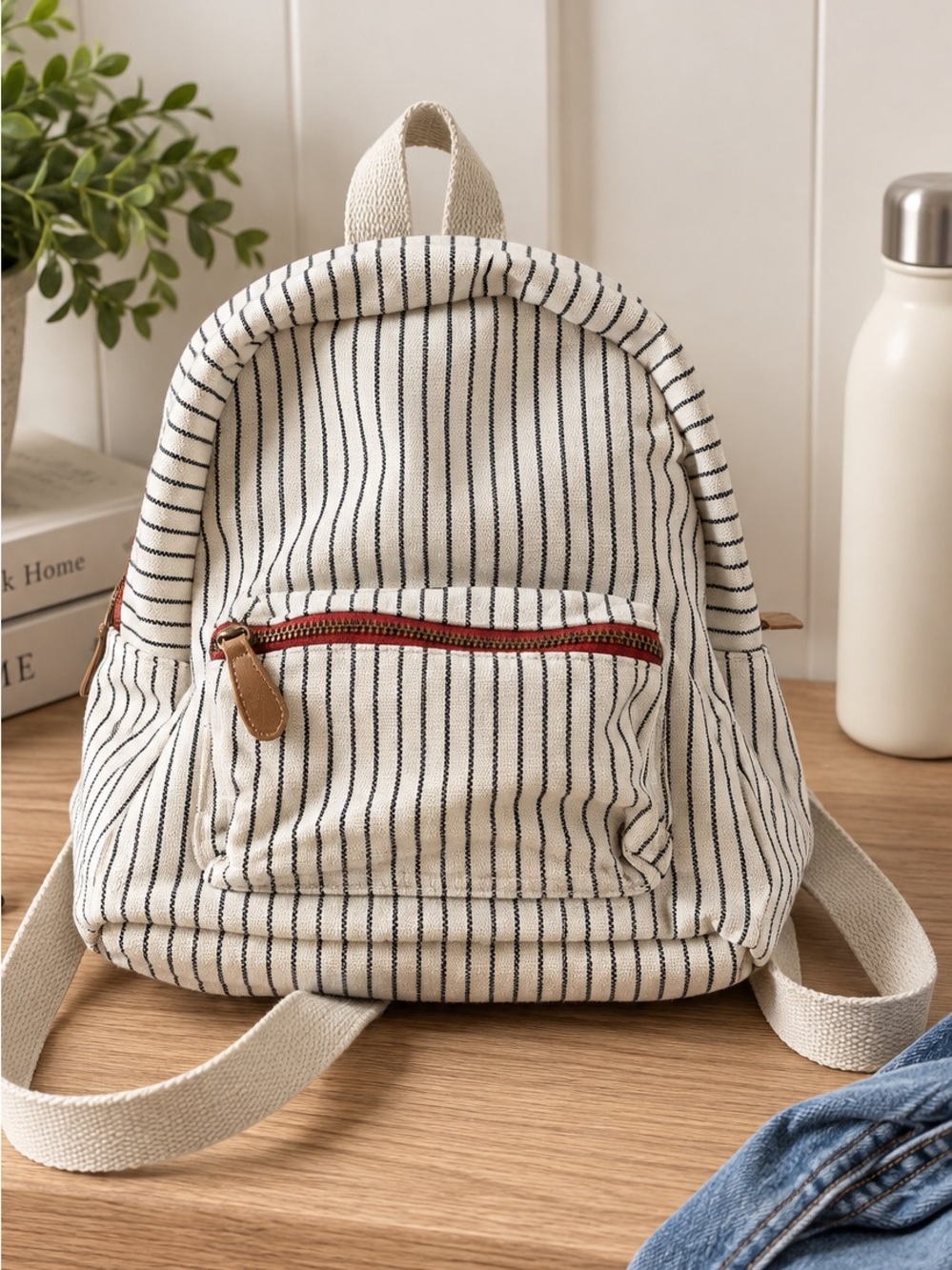 Hearth & Hand with Magnolia Striped Small Canvas Backpack